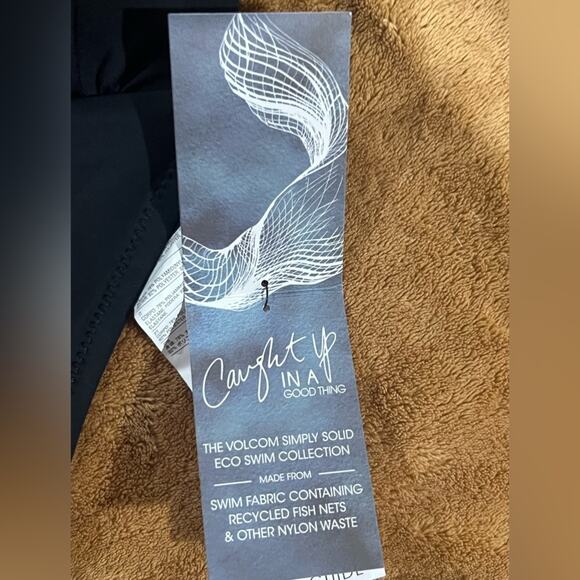 Volcom Simply Solid Braided High Neck Bandeau Bikini Top Black Sz Medium NWT - Picture 7 of 11